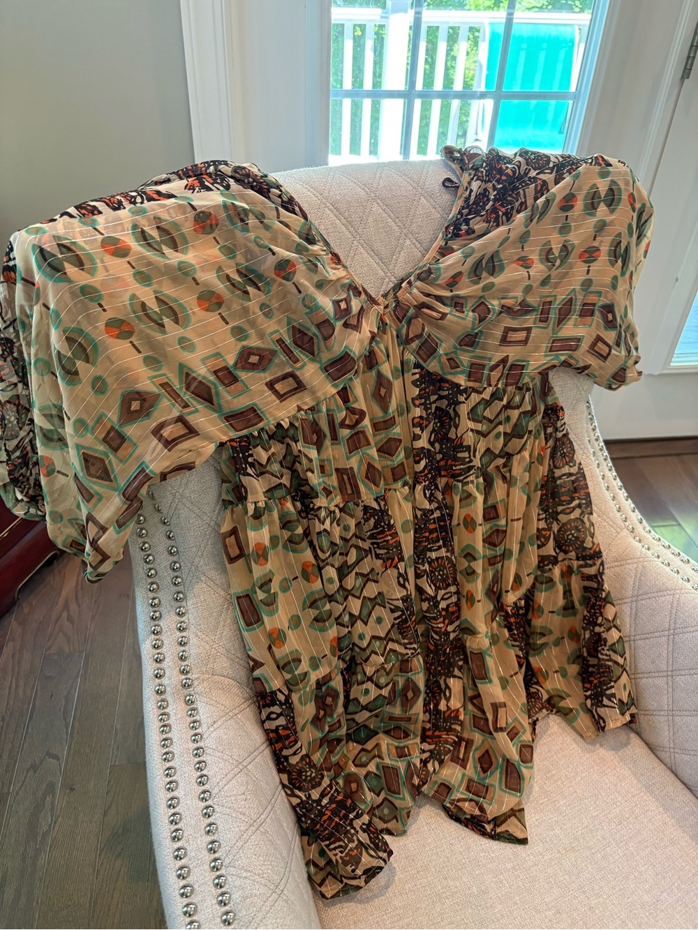 Mahila boho print sheer dress/Top